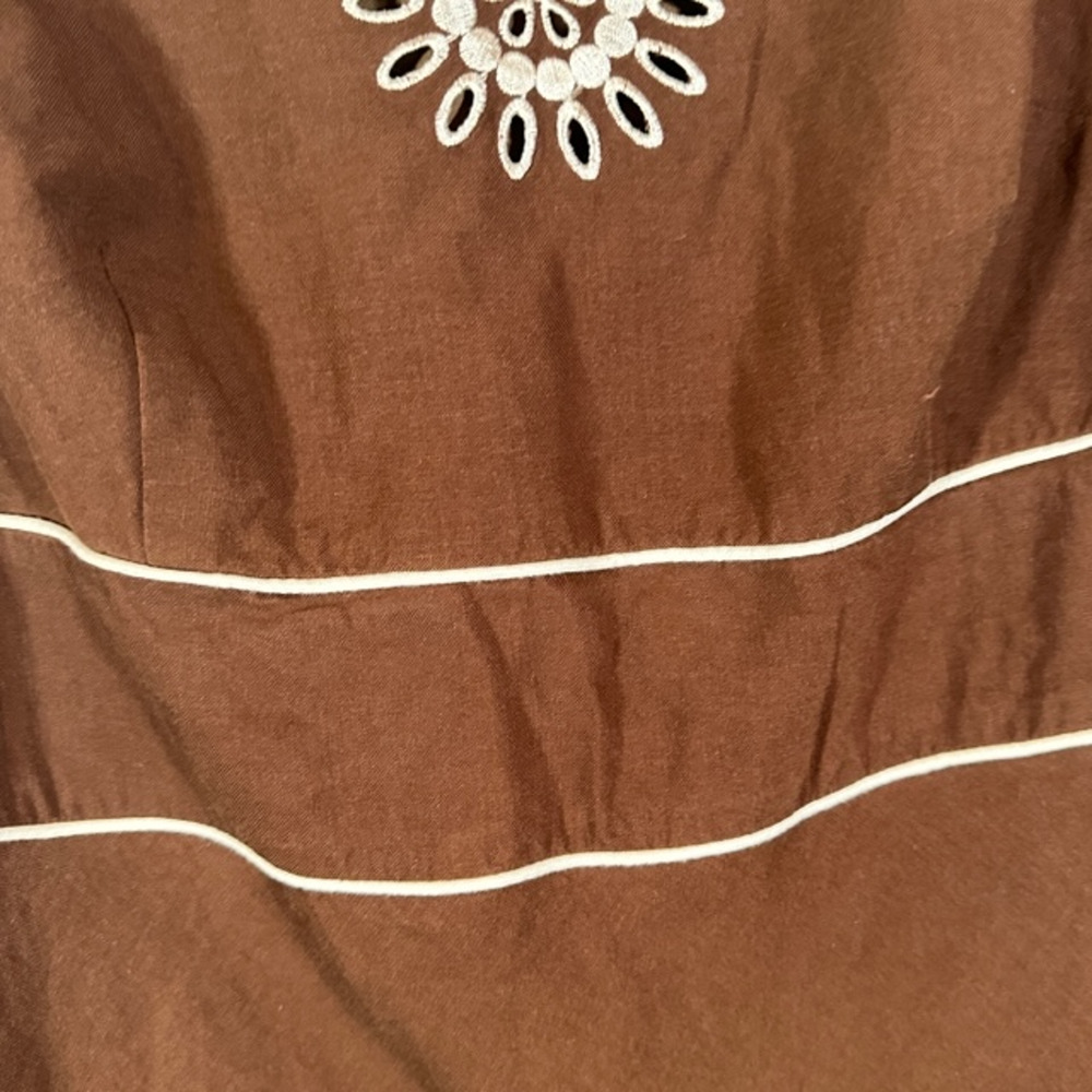 Jessica Howard Brown Floral Linen Blend Sleeveless Midi Dress Women Sz 18P VTG - Picture 6 of 8